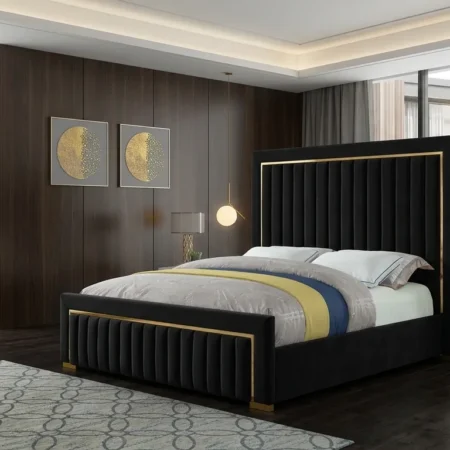 Luxury Panel Line Gold Strip Bed