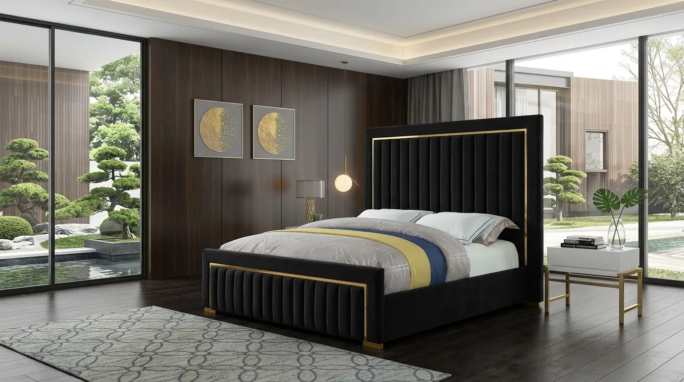 Luxury Panel Line Gold Strip Bed