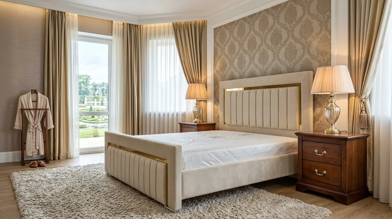 Luxury Panel Line Gold Strip Bed - Image 2