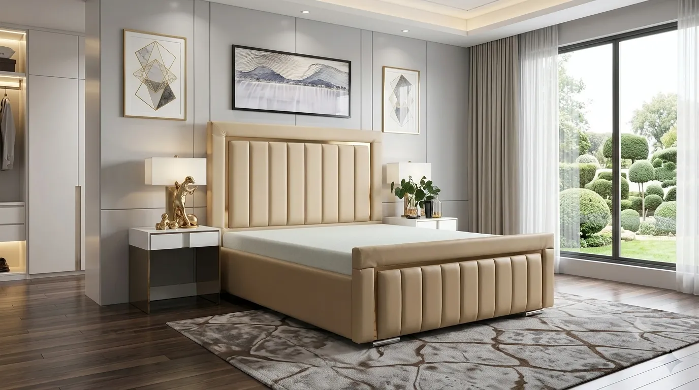 Luxury Panel Line Gold Strip Bed - Image 3